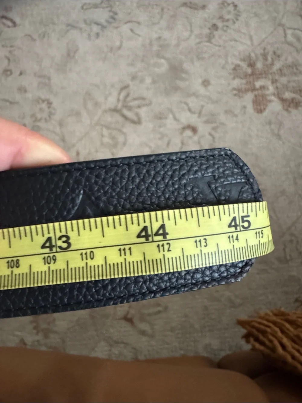 Louis Vuitton Men’s Black Textured Leather LV Buckle Belt